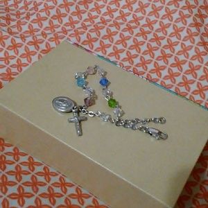Silver Crucifix and Mary Bracelet -- Christian